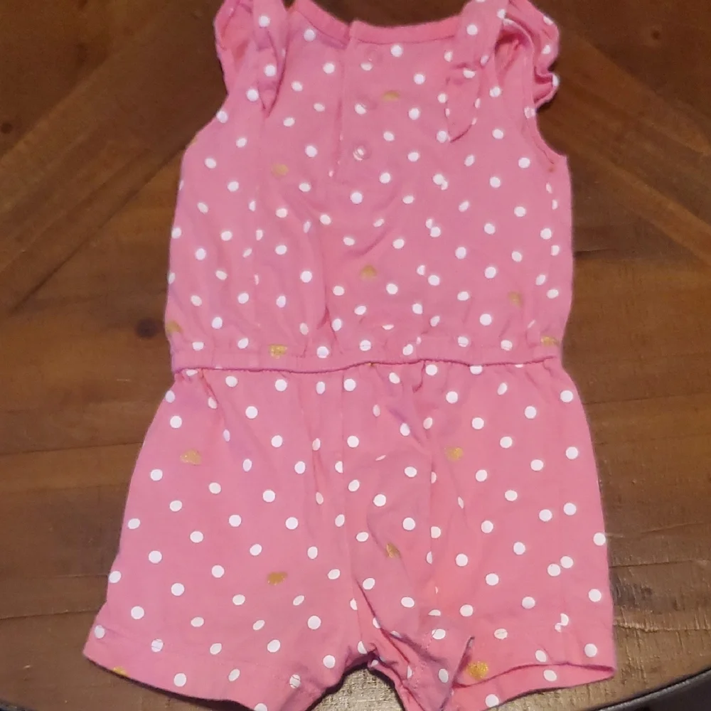Carter's Pink and White Polka Dot Romper